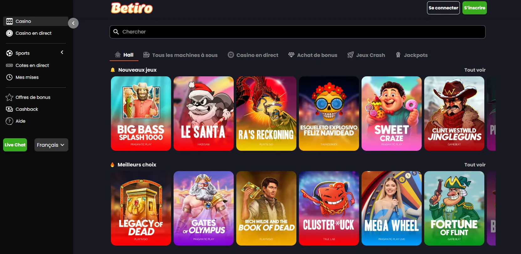 Jeux disponibles sur les casinos hors ARJEL